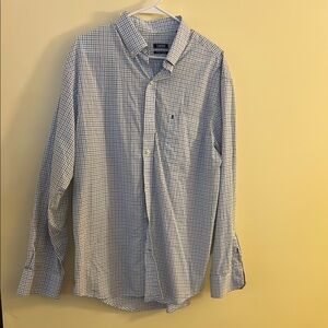 Izod Sportswear Premium Essentials Long Sleeve Plaid Button Down in Blue Revival